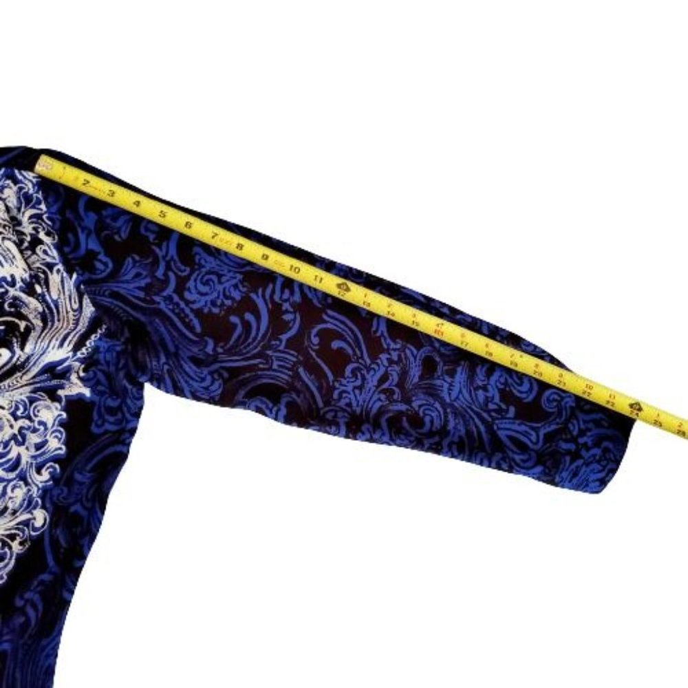 Dana Buchman Women's Paisley Long Sleeve V-Neck Metropolitan Chic Blouse Size 12 - Picture 9 of 13